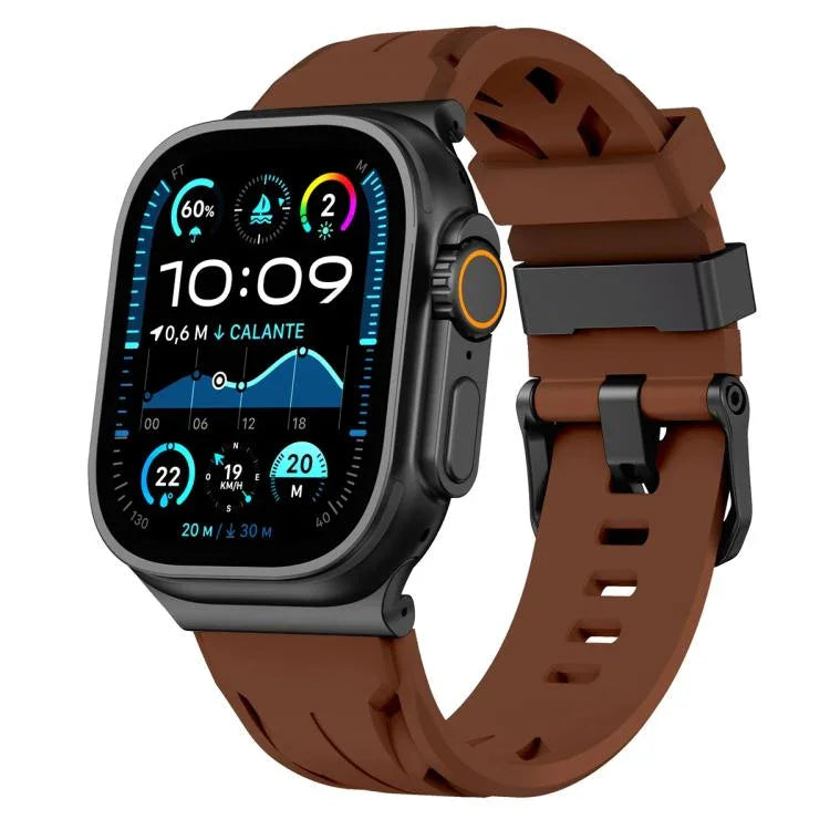 ブラックピンバックル シリコンウォッチバンド、Apple Watch 46mm / 49mm / 45mm / 44mm用、Apple Watch 42mm / 41mm / 40mm / 38mm用