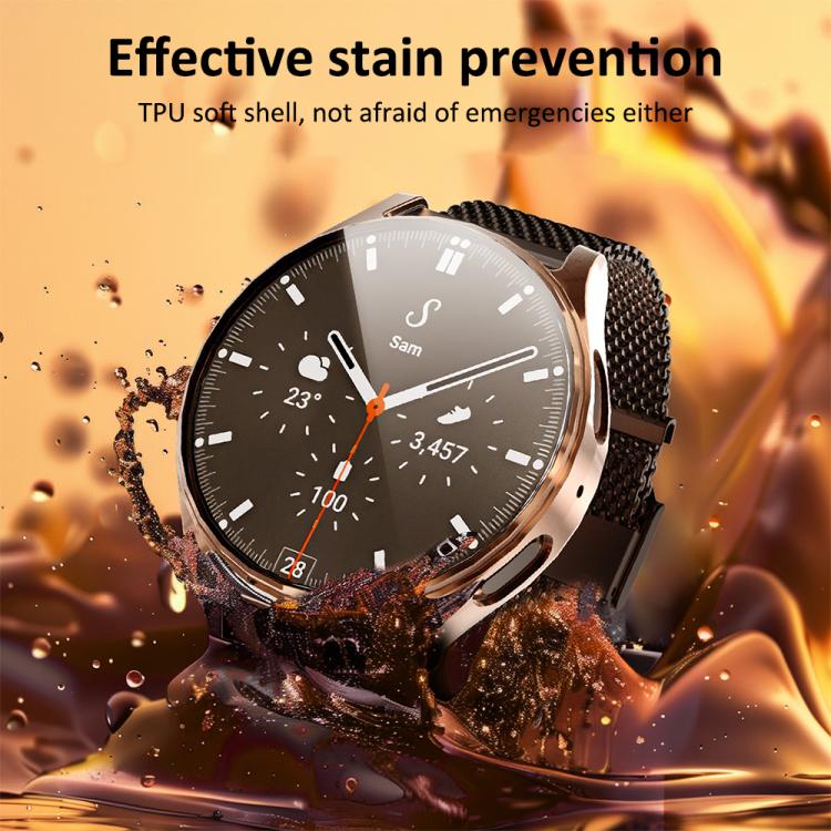 xDfind 強化ガラス一体型 TPU 時計カバー、Samsung Galaxy Watch7 44mm 用、Samsung Galaxy Watch7 40mm 用