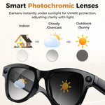 M02 ウルトラ 8MPカメラ AIスマートグラス フォトクロミックレンズ、ブラック充電ケース付き、ブラウン充電ケース付き