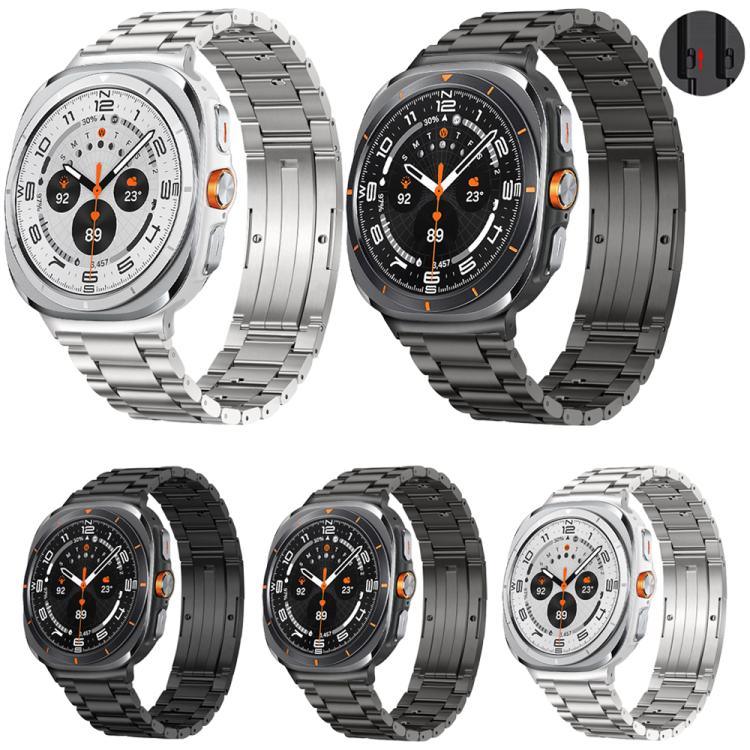 着脱式 三連ビーズ HWバックル チタン合金 時計バンド、Samsung Galaxy Watch Ultra 47mm / Ultra 2025 用、Samsung Galaxy Watch8 / Watch8 Classic 用