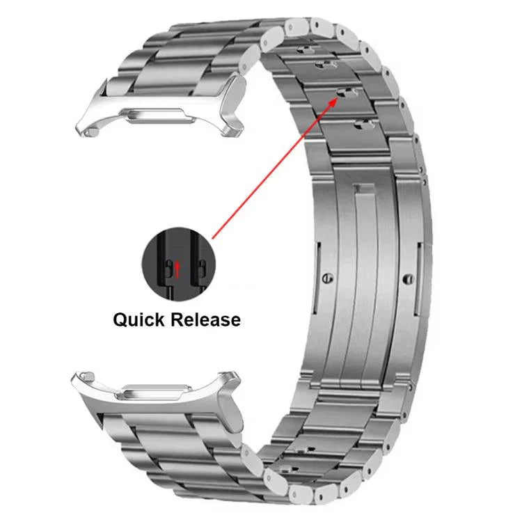 着脱式 三連ビーズ HWバックル チタン合金 時計バンド、Samsung Galaxy Watch Ultra 47mm / Ultra 2025 用、Samsung Galaxy Watch8 / Watch8 Classic 用