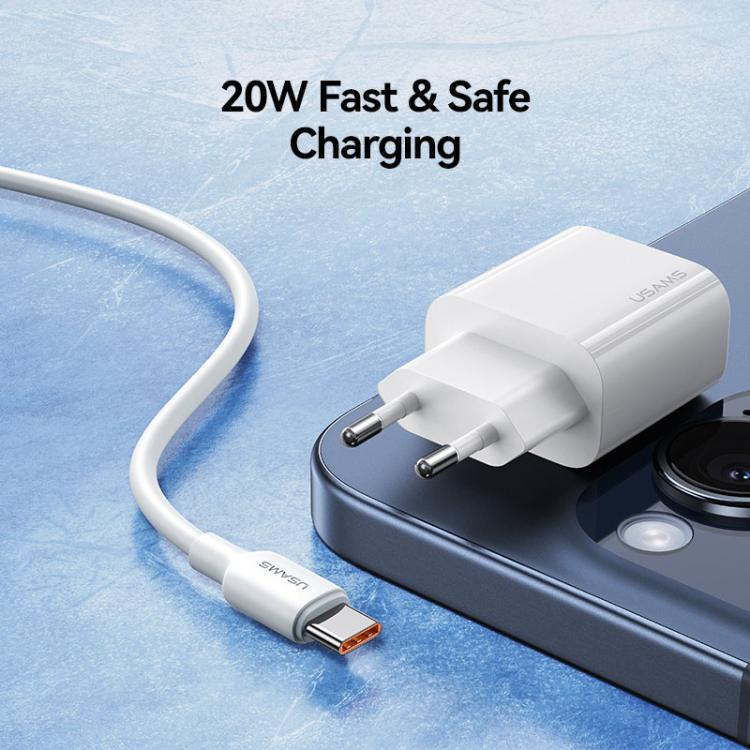 USAMS CC226 T65 PD20W USB-C / Type-C シングルポート急速充電器、EUプラグ、CC226