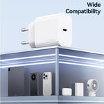 USAMS CC226 T65 PD20W USB-C / Type-C シングルポート急速充電器、EUプラグ、CC226