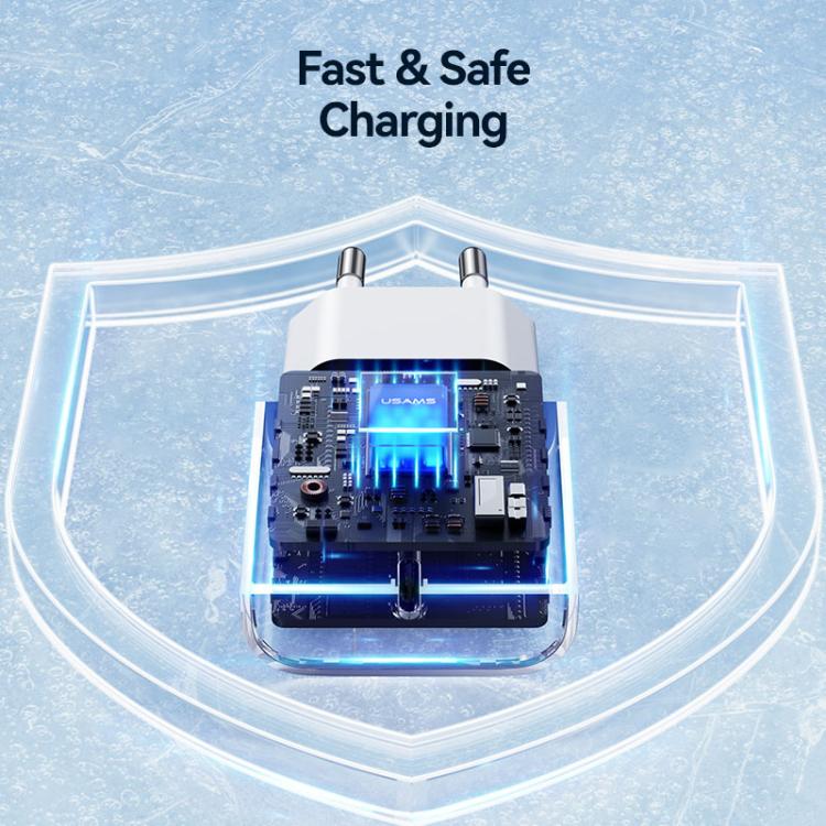 USAMS CC226 T65 PD20W USB-C / Type-C シングルポート急速充電器、EUプラグ、CC226