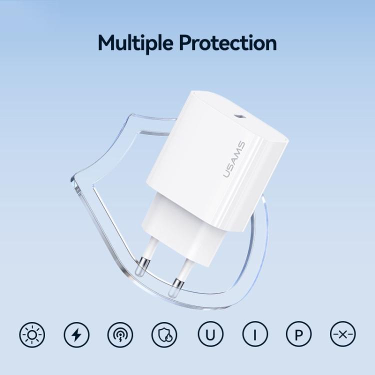 USAMS CC226 T65 PD20W USB-C / Type-C シングルポート急速充電器、EUプラグ、CC226