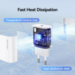 USAMS CC226 T65 PD20W USB-C / Type-C シングルポート急速充電器、EUプラグ、CC226