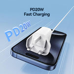USAMS CC227 T65 PD20W USB-C / Type-C シングルポート急速充電器、UKプラグ、CC227