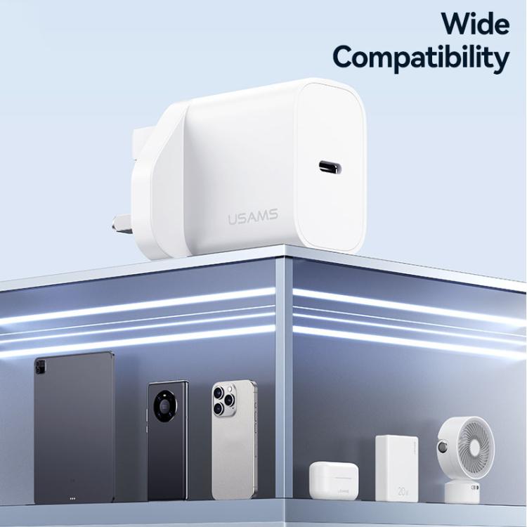 USAMS CC227 T65 PD20W USB-C / Type-C シングルポート急速充電器、UKプラグ、CC227