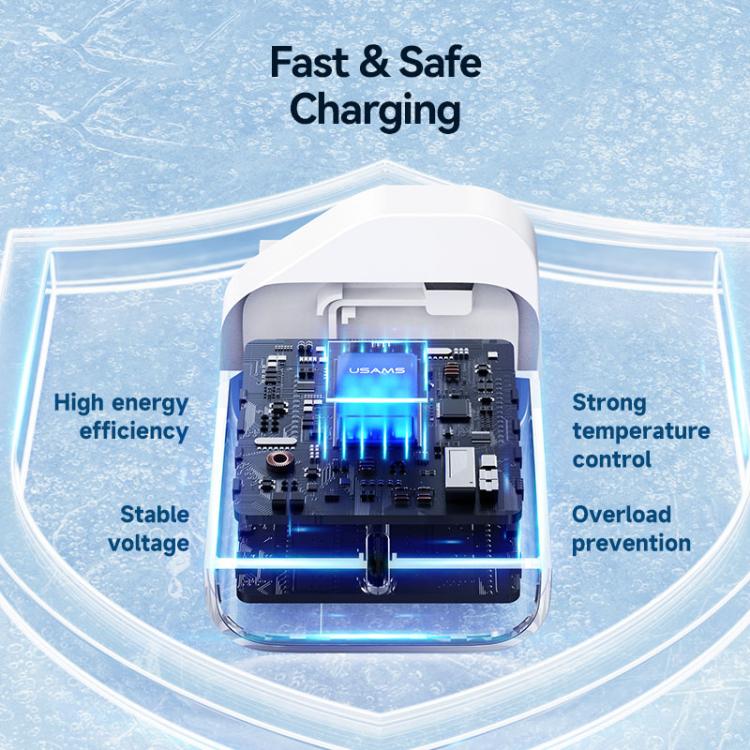 USAMS CC227 T65 PD20W USB-C / Type-C シングルポート急速充電器、UKプラグ、CC227