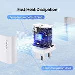 USAMS CC227 T65 PD20W USB-C / Type-C シングルポート急速充電器、UKプラグ、CC227