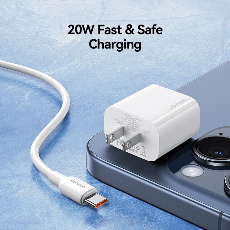 USAMS CC228 T65 PD20W USB-C / Type-C シングルポート急速充電器、USプラグ、CC228