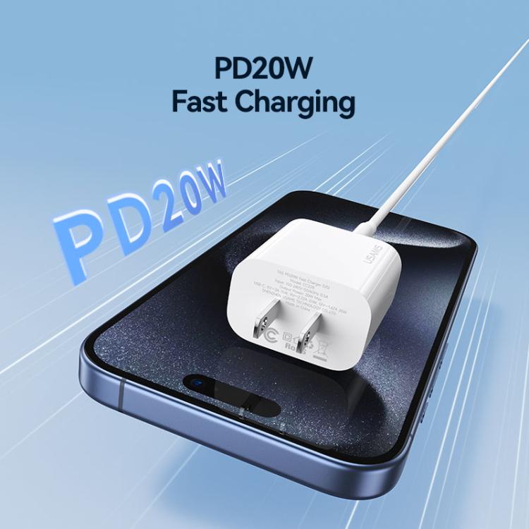 USAMS CC228 T65 PD20W USB-C / Type-C シングルポート急速充電器、USプラグ、CC228