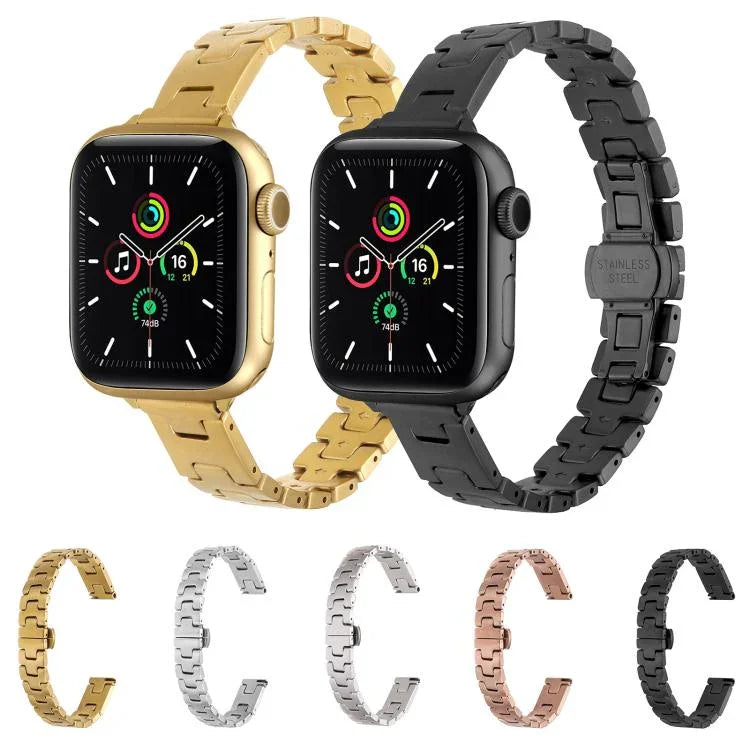 Hスタイル 幅14mm ステンレススチール メタルウォッチバンド、Apple Watch 46mm / 49mm / 45mm / 44mm用、Apple Watch 42mm / 41mm / 40mm / 38mm用