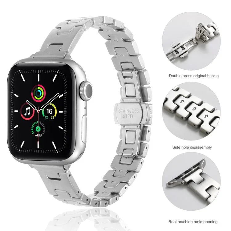 Hスタイル 幅14mm ステンレススチール メタルウォッチバンド、Apple Watch 46mm / 49mm / 45mm / 44mm用、Apple Watch 42mm / 41mm / 40mm / 38mm用