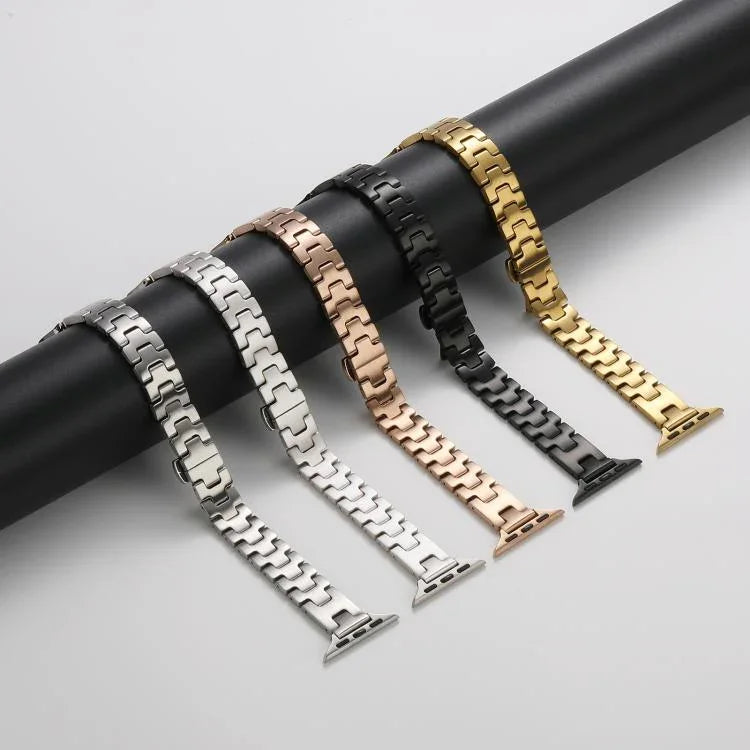 Hスタイル 幅14mm ステンレススチール メタルウォッチバンド、Apple Watch 46mm / 49mm / 45mm / 44mm用、Apple Watch 42mm / 41mm / 40mm / 38mm用