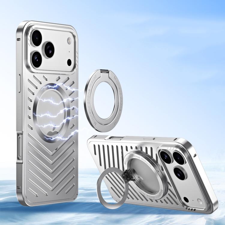 クーリング MagSafe 磁気ホルダーメタルスマホケース、iPhone 17 Pro Max 用、iPhone 17 Pro 用、iPhone 17 用