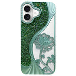 電気めっき TPU 蓮の空彫り ラインストーン グリッター電話ケース、iPhone 15用、iPhone 14用、iPhone 14 Pro用、iPhone 14 Pro Max用、iPhone 13 Pro Max用、iPhone 13 Pro用、iPhone 13用、iPhone 12用