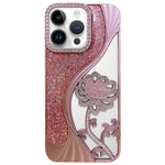 電気めっき TPU 蓮の空彫り ラインストーン グリッター電話ケース、iPhone 12 Pro Max用、iPhone 12 Pro用、iPhone 11 Pro Max用、iPhone 11用