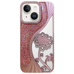 電気めっき TPU 蓮の空彫り ラインストーン グリッター電話ケース、iPhone 12 Pro Max用、iPhone 12 Pro用、iPhone 11 Pro Max用、iPhone 11用