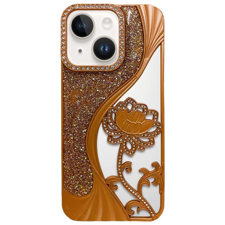 電気めっき TPU 蓮の空彫り ラインストーン グリッター電話ケース、iPhone 12 Pro Max用、iPhone 12 Pro用、iPhone 11 Pro Max用、iPhone 11用