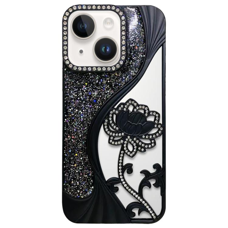 電気めっき TPU 蓮の空彫り ラインストーン グリッター電話ケース、iPhone 12 Pro Max用、iPhone 12 Pro用、iPhone 11 Pro Max用、iPhone 11用
