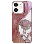 電気めっき TPU 蓮の空彫り ラインストーン グリッター電話ケース、iPhone 12 Pro Max用、iPhone 12 Pro用、iPhone 11 Pro Max用、iPhone 11用