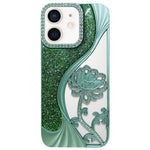 電気めっき TPU 蓮の空彫り ラインストーン グリッター電話ケース、iPhone 12 Pro Max用、iPhone 12 Pro用、iPhone 11 Pro Max用、iPhone 11用