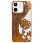 電気めっき TPU 蓮の空彫り ラインストーン グリッター電話ケース、iPhone 12 Pro Max用、iPhone 12 Pro用、iPhone 11 Pro Max用、iPhone 11用