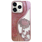 電気めっき TPU 蓮の空彫り ラインストーン グリッター電話ケース、iPhone 12 Pro Max用、iPhone 12 Pro用、iPhone 11 Pro Max用、iPhone 11用