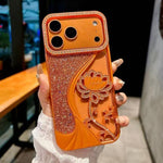 電気めっき TPU 蓮の空彫り ラインストーン グリッター電話ケース、iPhone 17 Pro Max用、iPhone 17 Pro用、iPhone 17用、iPhone 16 Pro Max用、iPhone 16 Pro用、iPhone 16用、iPhone 15 Pro Max用、iPhone 15 Pro用