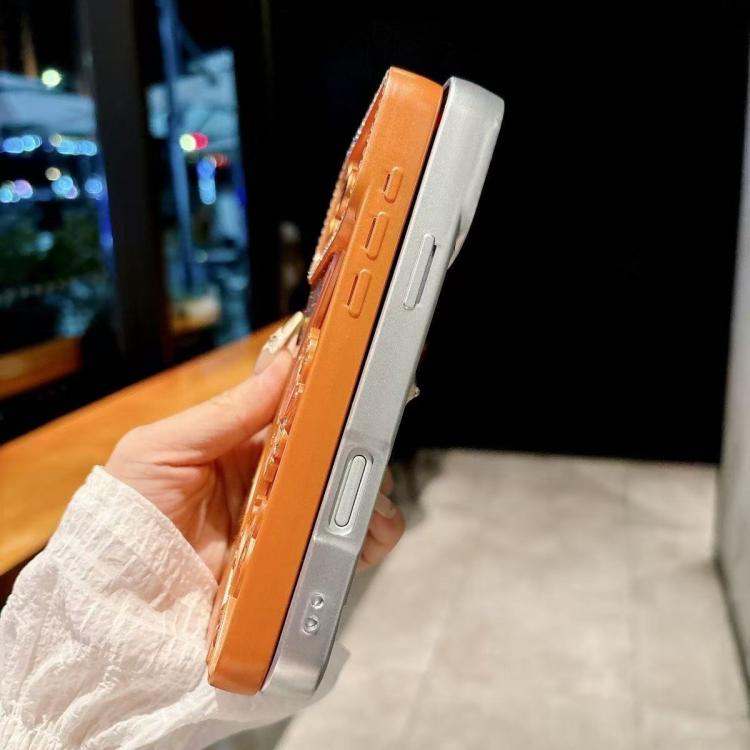 電気めっき TPU 蓮の空彫り ラインストーン グリッター電話ケース、iPhone 15用、iPhone 14用、iPhone 14 Pro用、iPhone 14 Pro Max用、iPhone 13 Pro Max用、iPhone 13 Pro用、iPhone 13用、iPhone 12用