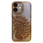 電気めっき TPU クジャク浮彫り ラインストーン グリッター電話ケース レンズフィルム付き、iPhone 11用