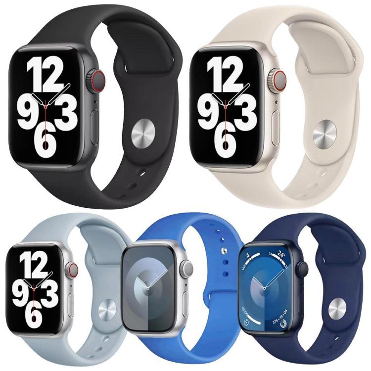 5個セット xDfind 無地 シリコンスポーツウォッチバンド、Apple Watch 42 / 44 / 45 / 46 / 49mm用、Apple Watch 38 / 40 / 41 / S11 42mm用