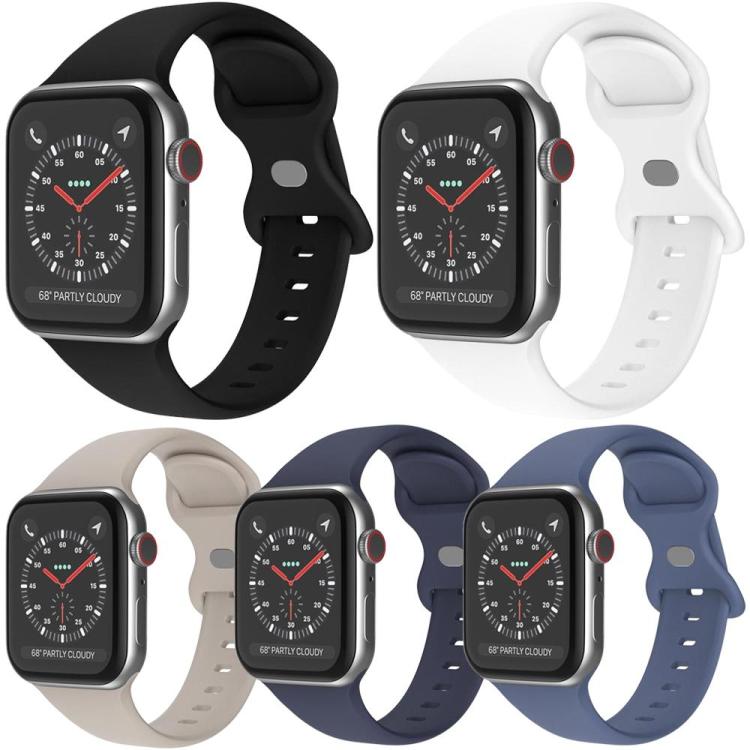 5個セット xDfind バタフライバックル シリコンウォッチバンド、Apple Watch 42 / 44 / 45 / 46 / 49mm用、Apple Watch 38 / 40 / 41 / S11 42mm用