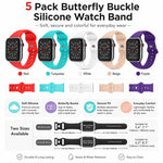 5個セット xDfind バタフライバックル シリコンウォッチバンド、Apple Watch 42 / 44 / 45 / 46 / 49mm用、Apple Watch 38 / 40 / 41 / S11 42mm用