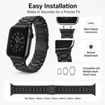 5個セット xDfind 三連ビーズ折りたたみバックル ステンレススチールウォッチバンド、Apple Watch 42 / 44 / 45 / 46 / 49mm用、Apple Watch 38 / 40 / 41 / S11 42mm用