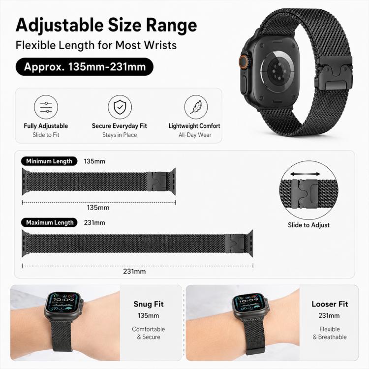 5個セット xDfind 傘バックル ミラネーゼ＋バタフライバックル ミックスウォッチバンド、Apple Watch 42 / 44 / 45 / 46 / 49mm用、Apple Watch 38 / 40 / 41 / S11 42mm用