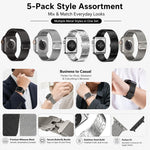 5個セット xDfind 傘バックル ミラネーゼ＋バタフライバックル ミックスウォッチバンド、Apple Watch 42 / 44 / 45 / 46 / 49mm用、Apple Watch 38 / 40 / 41 / S11 42mm用