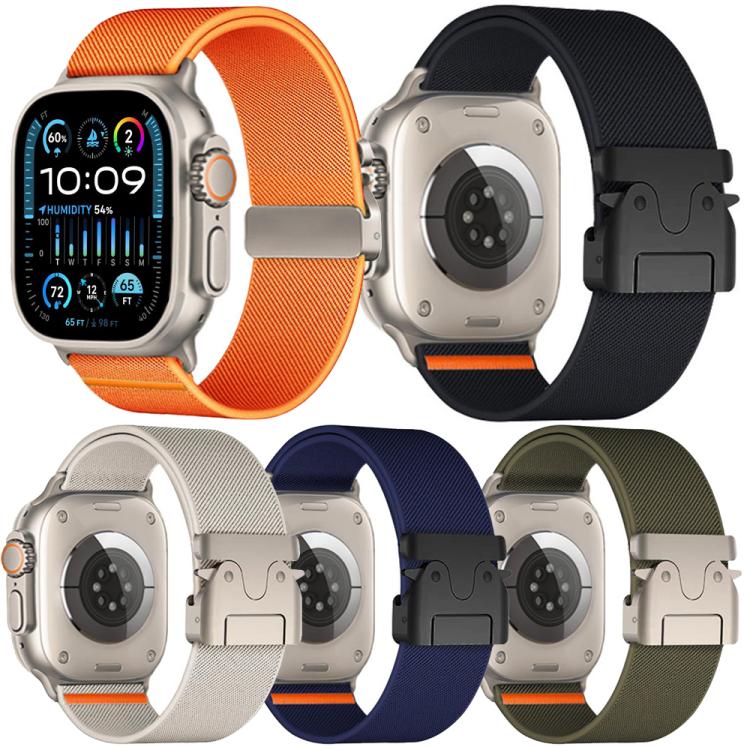 5個セット xDfind パラシュートバックル ストレッチナイロンウォッチバンド、Apple Watch 42 / 44 / 45 / 46 / 49mm用、Apple Watch 38 / 40 / 41 / S11 42mm用