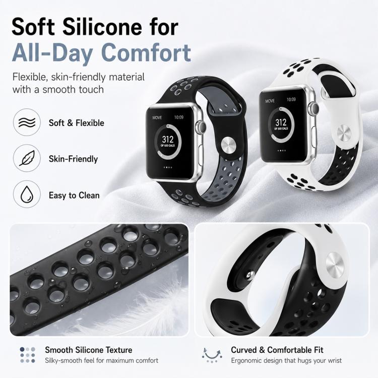 5個セット xDfind ツートンカラー シリコンスポーツウォッチバンド、Apple Watch 42 / 44 / 45 / 46 / 49mm用、Apple Watch 38 / 40 / 41 / S11 42mm用