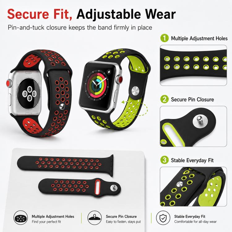 5個セット xDfind ツートンカラー シリコンスポーツウォッチバンド、Apple Watch 42 / 44 / 45 / 46 / 49mm用、Apple Watch 38 / 40 / 41 / S11 42mm用