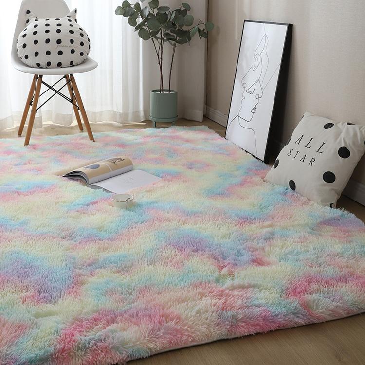 シンプルソファベッドサイド グラデーションカーペット リビングルーム・ベッドルームマット、レインボー100x200cm、ピンクパープル100x200cm、ライトグレー100x200cm