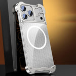 アルミ合金ボーダーレス MagSafe 金箔アーマーパターン電話ケース、iPhone 17 Pro Max用、iPhone 17 Pro用