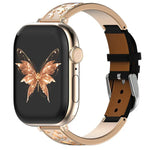 xDfind バタフライ ステンレススチール ハイブリッド本革ウォッチバンド、Apple Watch 42 / 44 / 45 / 46 / 49mm用、Apple Watch 38 / 40 / 41 / S11 42mm用