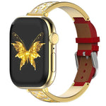 xDfind バタフライ ステンレススチール ハイブリッド本革ウォッチバンド、Apple Watch 42 / 44 / 45 / 46 / 49mm用、Apple Watch 38 / 40 / 41 / S11 42mm用