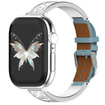 xDfind バタフライ ステンレススチール ハイブリッド本革ウォッチバンド、Apple Watch 42 / 44 / 45 / 46 / 49mm用、Apple Watch 38 / 40 / 41 / S11 42mm用