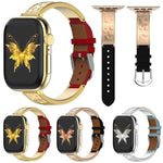 xDfind バタフライ ステンレススチール ハイブリッド本革ウォッチバンド、Apple Watch 42 / 44 / 45 / 46 / 49mm用、Apple Watch 38 / 40 / 41 / S11 42mm用