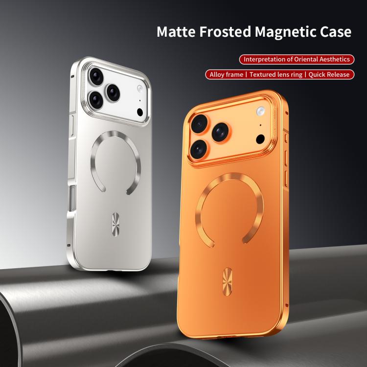 フロストマグネティックシールドMagSafe合金メタルスマホケース、iPhone 17 Pro Max用、iPhone 17 Pro用、iPhone 17用、iPhone Air用、iPhone 16 Pro Max用、iPhone 16 Pro用、iPhone 15 Pro Max用、iPhone 15 Pro用