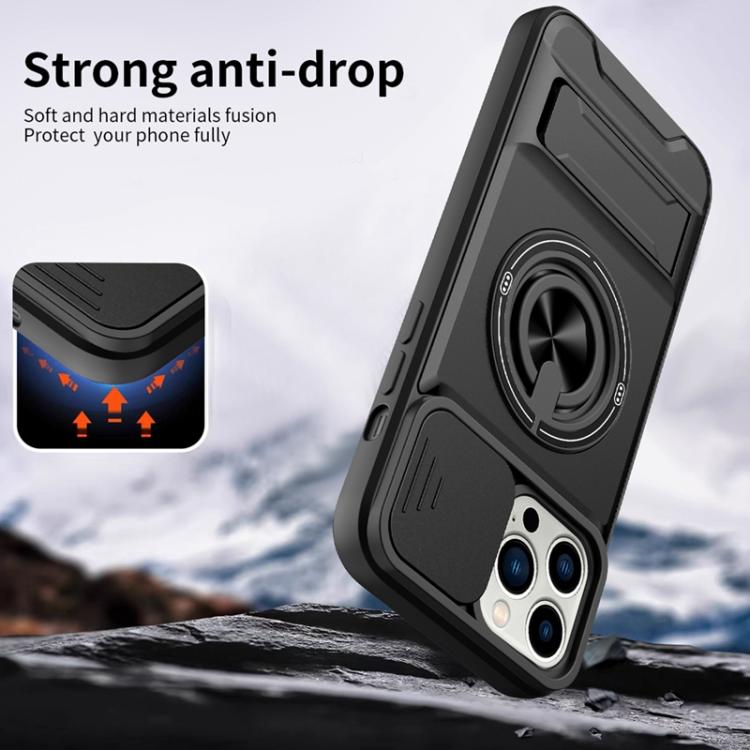 レンズスライディングウィンドウ多機能磁気耐衝撃フォンケース、iPhone 13 Pro Max用、iPhone 13 Pro用、iPhone 12 Pro Max用、iPhone 11 Pro Max用、iPhone 11用
