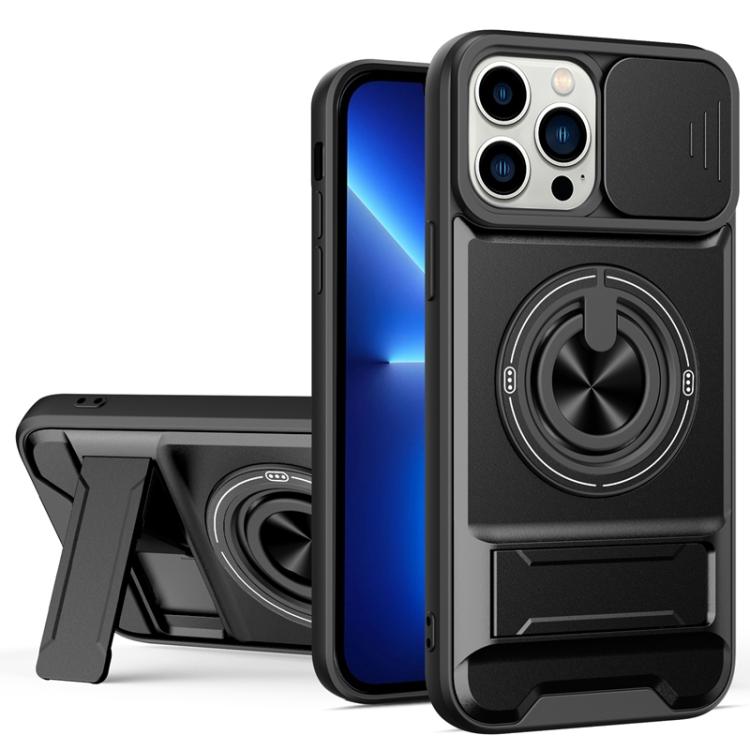 レンズスライディングウィンドウ多機能磁気耐衝撃フォンケース、iPhone 13 Pro Max用、iPhone 13 Pro用、iPhone 12 Pro Max用、iPhone 11 Pro Max用、iPhone 11用